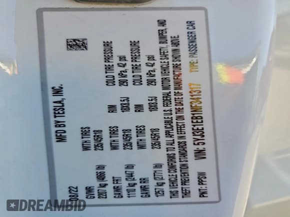 ✅ 2022 Tesla Model 3 Long Range • VIN: 5YJ3E1EB1NF341317 • Lot: 94724815. Wystawiony na Copart z przebiegiem 31 616 mil. Bezpłatny archiwum sprzedaży aukcyjnych z USA i szczegółowy raport historii pojazdu na DreamBid. Zdjęcie 13.