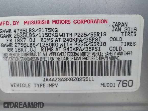 ✅ 2016 Mitsubishi Outlander SE • VIN: JA4AZ3A3XGZ025511 • Лот: 41867383. Опубликован ранее на IAAI с пробегом 121 007 миль. Бесплатный доступ к архиву аукционных продаж из США и подробный отчёт об истории автомобиля на DreamBid. Изображение 9.