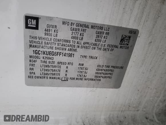 ✅ 2015 Chevrolet Silverado 2500HD Work Truck • VIN: 1GC1KUEG6FF141981 • Лот: 85260834. Опубликован ранее на Copart с пробегом 267 556 миль. Бесплатный доступ к архиву аукционных продаж из США и подробный отчёт об истории автомобиля на DreamBid. Изображение 12.