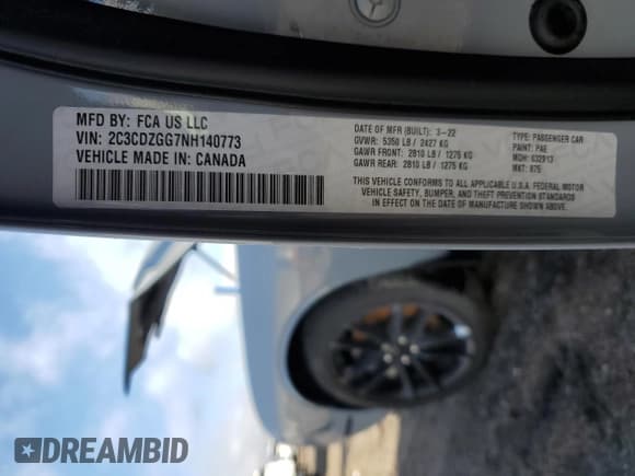 ✅ 2022 Dodge Challenger SXT • VIN: 2C3CDZGG7NH140773 • Lot: 78757424. Wystawiony na Copart z przebiegiem 22 886 mil. Bezpłatny archiwum sprzedaży aukcyjnych z USA i szczegółowy raport historii pojazdu na DreamBid. Zdjęcie 12.