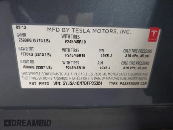 ✅ 2013 Tesla Model S • VIN: 5YJSA1CN7DFP05324 • Lot: 43893560. Wystawiony na IAAI z przebiegiem 89 772 mil. Bezpłatny archiwum sprzedaży aukcyjnych z USA i szczegółowy raport historii pojazdu na DreamBid. Zdjęcie 9.