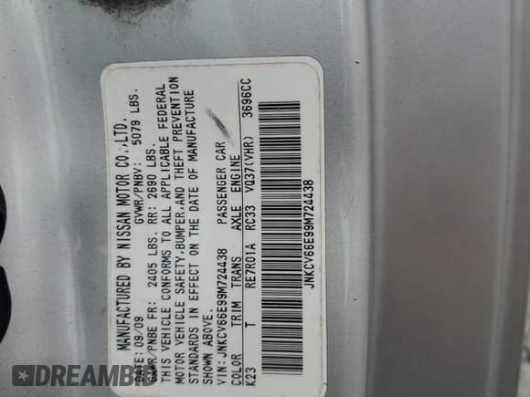 ✅ 2009 Infiniti G37 • VIN: JNKCV66E99M724438 • Лот: 69427965. Опубликован ранее на Copart с пробегом Не указан. Бесплатный доступ к архиву аукционных продаж из США и подробный отчёт об истории автомобиля на DreamBid. Изображение 12.