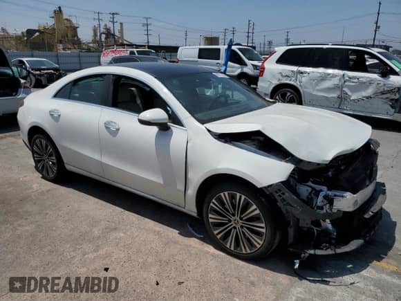 2023 Mercedes-Benz CLA 250 with VIN W1K5J4GB9PN398779, listed as a Copart auction lot 59777935 with 13,114 mi miles and Salvage title. Bid and sale history available at DreamBid. Image 4.