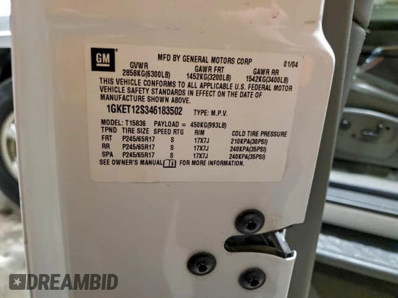 ✅ 2004 GMC Envoy SLT • VIN: 1GKET12S346183502 • Lot: 94079235. Listed on Copart with 72,000 mi. Free auction sales archive from the USA and detailed vehicle history report at DreamBid. Image 13.