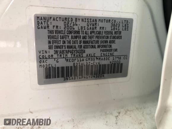 ✅ 2016 Nissan Sentra S • VIN: 3N1AB7AP4GY243204 • Lot: 93376875. Listed on Copart with 15,358 mi. Free auction sales archive from the USA and detailed vehicle history report at DreamBid. Image 10.