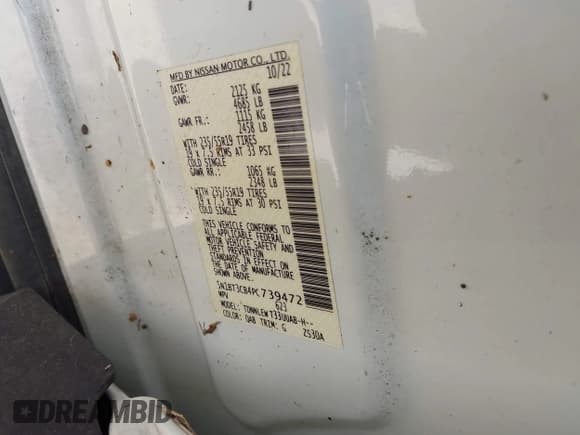 ✅ 2023 Nissan Rogue SL • VIN: 5N1BT3CB4PC739472 • Lot: 42982747. Listed on IAAI with 40,282 mi. Free auction sales archive from the USA and detailed vehicle history report at DreamBid. Image 9.