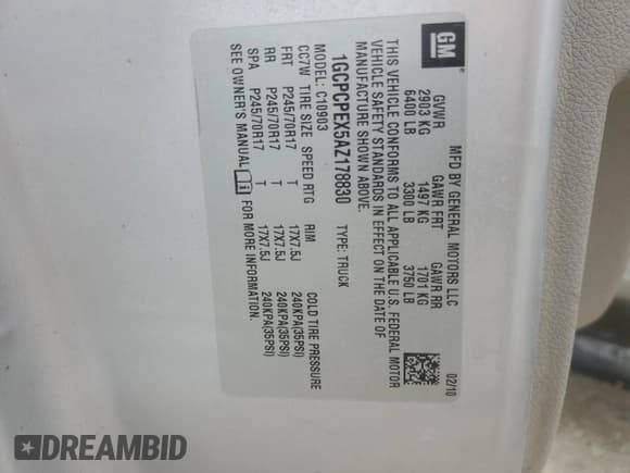 ✅ 2010 Chevrolet Silverado 1500 Work Truck • VIN: 1GCPCPEX5AZ178830 • Lot: 65630415. Listed on Copart with 221,977 mi. Free auction sales archive from the USA and detailed vehicle history report at DreamBid. Image 12.