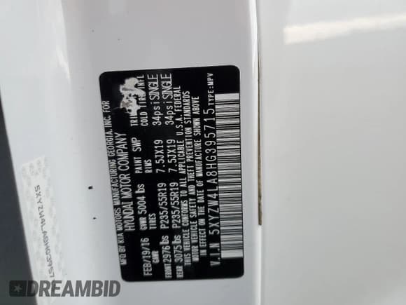 ✅ 2017 Hyundai Santa Fe Ultimate • VIN: 5XYZW4LA8HG395715 • Лот: 38300184. Опубликован ранее на Copart с пробегом 91 641 миль. Бесплатный доступ к архиву аукционных продаж из США и подробный отчёт об истории автомобиля на DreamBid. Изображение 16.