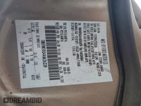 ✅ 2004 Mercury Sable GS • VIN: 1MEFM50U44A626339 • Лот: 93985315. Опубликован ранее на Copart с пробегом Не указан. Бесплатный доступ к архиву аукционных продаж из США и подробный отчёт об истории автомобиля на DreamBid. Изображение 13.