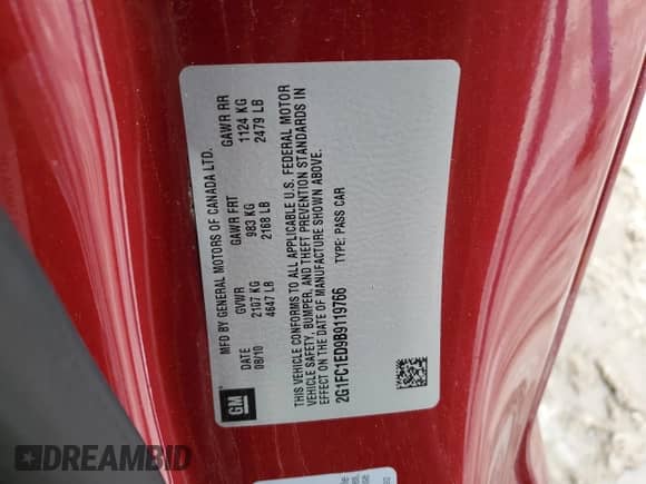 2011 Chevrolet Camaro 2LT with VIN 2G1FC1ED9B9119766, listed as a Copart auction lot 82797434 with 46,903 mi miles and Clean title. Bid and sale history available at DreamBid. Image 12.