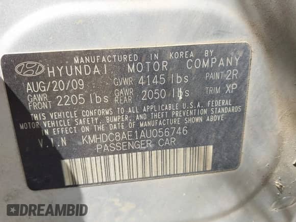 2010 Hyundai Elantra GLS z VIN KMHDC8AE1AU056746, wystawiony jako IAAI lot #43211721 z przebiegiem 163 547 mil mil oraz . Historia ofert i sprzedaży dostępna na DreamBid. Obrazek 9.