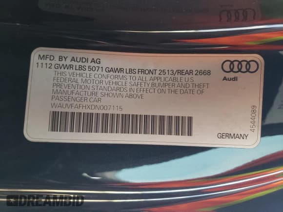 ✅ 2013 Audi A5 Prestige • VIN: WAUVFAFHXDN007115 • Лот: 81625055. Опубликован ранее на Copart с пробегом 34 532 миль. Бесплатный доступ к архиву аукционных продаж из США и подробный отчёт об истории автомобиля на DreamBid. Изображение 12.