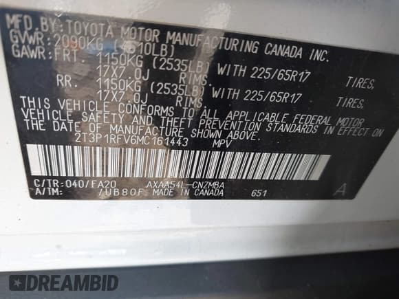 ✅ 2021 Toyota RAV4 XLE • VIN: 2T3P1RFV6MC161443 • Лот: 43664736. Опубликован ранее на IAAI с пробегом 56 865 миль. Бесплатный доступ к архиву аукционных продаж из США и подробный отчёт об истории автомобиля на DreamBid. Изображение 9.