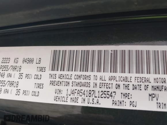 ✅ 2007 Jeep Wrangler Sahara • VIN: 1J4FA54187L125547 • Lot: 43487962. Listed on IAAI with 187,902 mi. Free auction sales archive from the USA and detailed vehicle history report at DreamBid. Image 9.