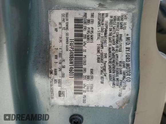 ✅ 2006 Ford Focus S • VIN: 1FAFP34N86W146011 • Lot: 81077975. Wystawiony na Copart z przebiegiem 163 180 mil. Bezpłatny archiwum sprzedaży aukcyjnych z USA i szczegółowy raport historii pojazdu na DreamBid. Zdjęcie 12.