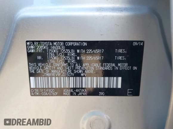 ✅ 2015 Toyota RAV4 LE • VIN: JTMBFREV9FJ015079 • Лот: 43604522. Опубликован ранее на IAAI с пробегом 82 334 миль. Бесплатный доступ к архиву аукционных продаж из США и подробный отчёт об истории автомобиля на DreamBid. Изображение 9.