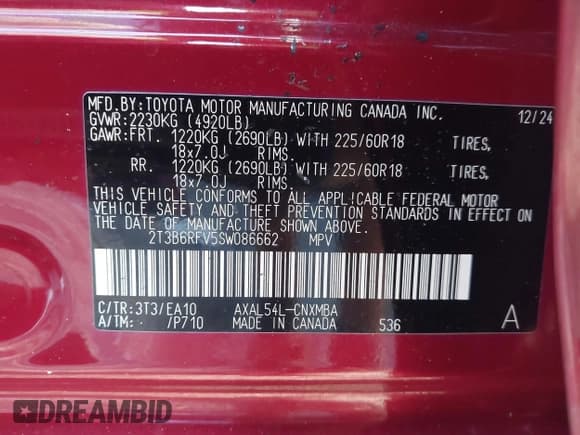 ✅ 2025 Toyota RAV4 Hybrid XLE Premium • VIN: 2T3B6RFV5SW086662 • Lot: 43080372. Wystawiony na IAAI z przebiegiem 10 177 mil. Bezpłatny archiwum sprzedaży aukcyjnych z USA i szczegółowy raport historii pojazdu na DreamBid. Zdjęcie 9.