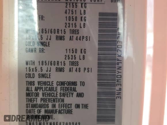 2015 Chevrolet City Express Cargo LS с VIN 3N63M0YN9FK703242, выставлен на аукционе Copart как лот 52095675 с пробегом 177 813 миль миль и Чистый • Clean title. История ставок и продаж доступна на DreamBid. Изображение 12.