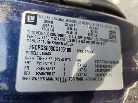 ✅ 2012 Chevrolet Silverado 1500 LT • VIN: 3GCPCSE03CG185106 • Lot: 59958415. Listed on Copart with 152,186 mi. Free auction sales archive from the USA and detailed vehicle history report at DreamBid. Image 12.