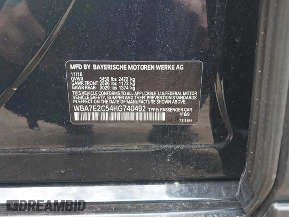 ✅ 2017 BMW 7 Series 740i • VIN: WBA7E2C54HG740492 • Lot: 42253254. Wystawiony na IAAI z przebiegiem 114 289 mil. Bezpłatny archiwum sprzedaży aukcyjnych z USA i szczegółowy raport historii pojazdu na DreamBid. Zdjęcie 9.