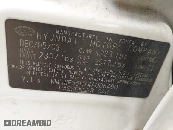 ✅ 2004 Hyundai Sonata GLS • VIN: KMHWF35HX4A006490 • Lot: 42493211. Listed on IAAI with 90,038 mi. Free auction sales archive from the USA and detailed vehicle history report at DreamBid. Image 9.