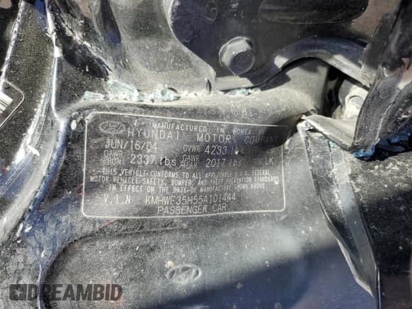 ✅ 2005 Hyundai Sonata GLS • VIN: KMHWF35H55A101444 • Лот: 42843094. Опубликован ранее на Copart с пробегом Не указан. Бесплатный доступ к архиву аукционных продаж из США и подробный отчёт об истории автомобиля на DreamBid. Изображение 12.