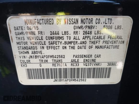 ✅ 2015 Infiniti Q70 • VIN: JN1BY1AP0FM542562 • Лот: 43319810. Опубликован ранее на IAAI с пробегом 176 519 миль. Бесплатный доступ к архиву аукционных продаж из США и подробный отчёт об истории автомобиля на DreamBid. Изображение 9.