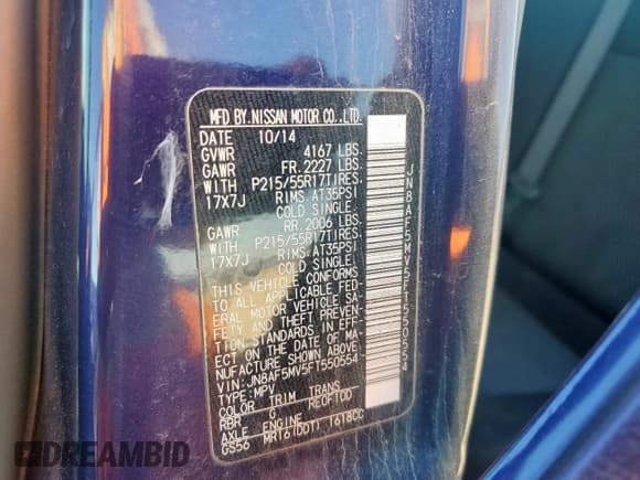 ✅ 2015 Nissan Juke Nismo • VIN: JN8AF5MV5FT550554 • Lot: 93073665. Listed on Copart with 144,227 mi. Free auction sales archive from the USA and detailed vehicle history report at DreamBid. Image 13.