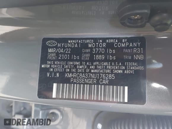 ✅ 2022 Hyundai Venue SEL • VIN: KMHRC8A37NU176285 • Лот: 41404564. Опубликован ранее на IAAI с пробегом 60 465 миль. Бесплатный доступ к архиву аукционных продаж из США и подробный отчёт об истории автомобиля на DreamBid. Изображение 9.