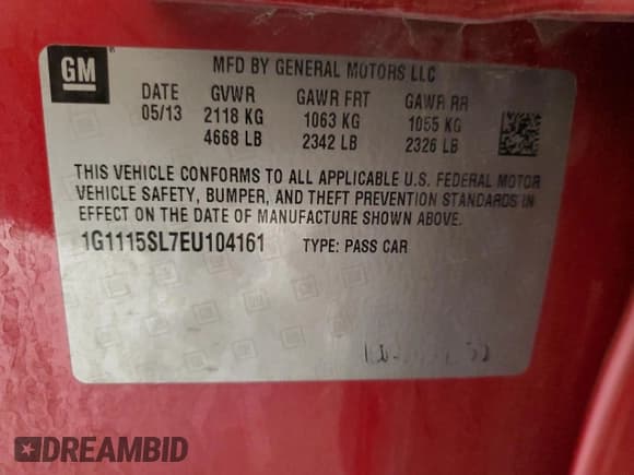 ✅ 2014 Chevrolet Impala LT • VIN: 1G1115SL7EU104161 • Лот: 70852974. Опубликован ранее на Copart с пробегом 119 908 миль. Бесплатный доступ к архиву аукционных продаж из США и подробный отчёт об истории автомобиля на DreamBid. Изображение 14.