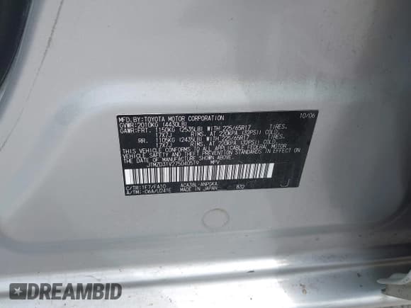 ✅ 2007 Toyota RAV4 Limited • VIN: JTMZD31V275040519 • Lot: 42271201. Listed on IAAI with 188,787 mi. Free auction sales archive from the USA and detailed vehicle history report at DreamBid. Image 9.