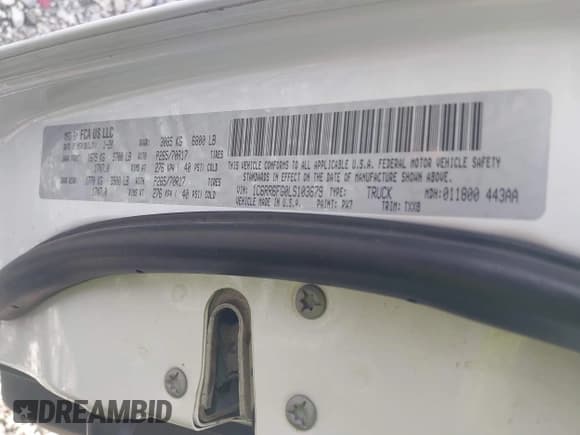 ✅ 2020 Ram 1500 Tradesman • VIN: 1C6RR6FG0LS103679 • Lot: 42172674. Listed on IAAI with 94,626 mi. Free auction sales archive from the USA and detailed vehicle history report at DreamBid. Image 9.