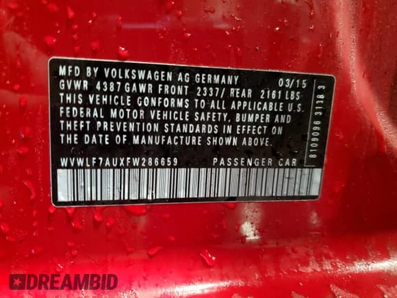 ✅ 2015 Volkswagen Golf R • VIN: WVWLF7AUXFW286659 • Лот: 46703655. Опубликован ранее на Copart с пробегом 64 293 миль. Бесплатный доступ к архиву аукционных продаж из США и подробный отчёт об истории автомобиля на DreamBid. Изображение 13.