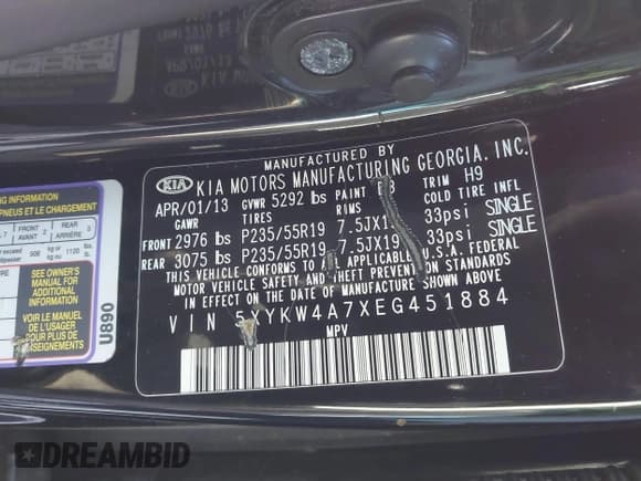 ✅ 2014 Kia Sorento SX • VIN: 5XYKW4A7XEG451884 • Лот: 43500959. Опубликован ранее на IAAI с пробегом 195 133 миль. Бесплатный доступ к архиву аукционных продаж из США и подробный отчёт об истории автомобиля на DreamBid. Изображение 9.