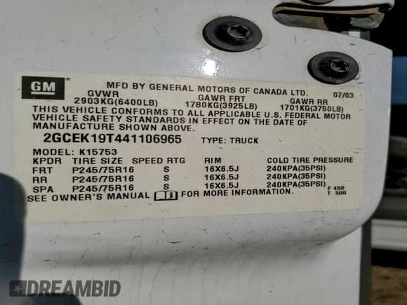 ✅ 2004 Chevrolet Silverado 1500 Z71 • VIN: 2GCEK19T441106965 • Lot: 94267805. Listed on Copart with 200,286 mi. Free auction sales archive from the USA and detailed vehicle history report at DreamBid. Image 12.