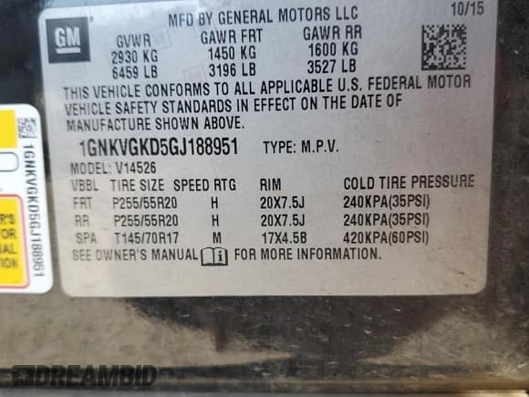 ✅ 2016 Chevrolet Traverse LT • VIN: 1GNKVGKD5GJ188951 • Лот: 82312235. Опубликован ранее на Copart с пробегом 180 990 миль. Бесплатный доступ к архиву аукционных продаж из США и подробный отчёт об истории автомобиля на DreamBid. Изображение 14.