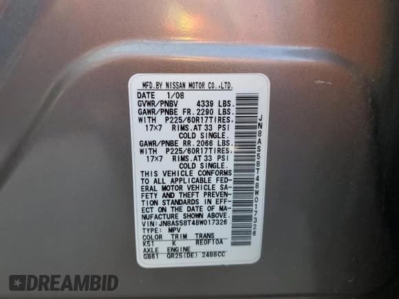 ✅ 2008 Nissan Rogue SL • VIN: JN8AS58T48W017326 • Лот: 49840735. Опубликован ранее на Copart с пробегом Не указан. Бесплатный доступ к архиву аукционных продаж из США и подробный отчёт об истории автомобиля на DreamBid. Изображение 12.