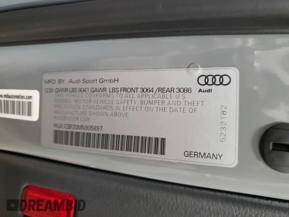 ✅ 2021 Audi RS 6 • VIN: WUA1CBF20MN905897 • Lot: 79903963. Listed on Copart with Not provided. Free auction sales archive from the USA and detailed vehicle history report at DreamBid. Image 13.