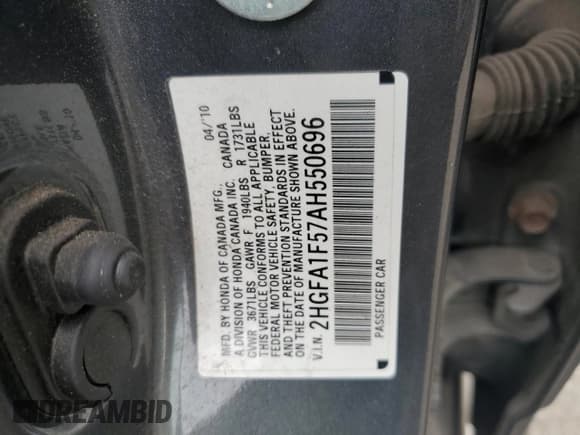 ✅ 2010 Honda Civic LX • VIN: 2HGFA1F57AH550696 • Лот: 90928175. Опубликован ранее на Copart с пробегом 215 763 миль. Бесплатный доступ к архиву аукционных продаж из США и подробный отчёт об истории автомобиля на DreamBid. Изображение 12.