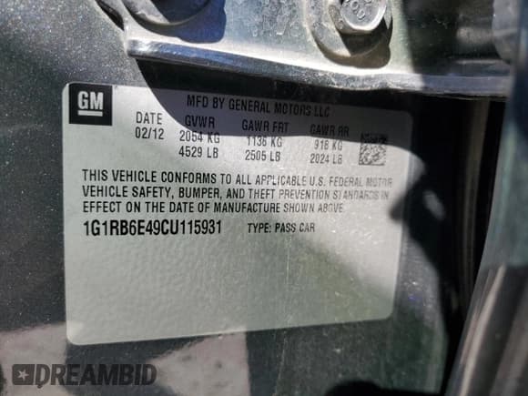 ✅ 2012 Chevrolet Volt • VIN: 1G1RB6E49CU115931 • Lot: 80126954. Wystawiony na Copart z przebiegiem 139 433 mil. Bezpłatny archiwum sprzedaży aukcyjnych z USA i szczegółowy raport historii pojazdu na DreamBid. Zdjęcie 12.