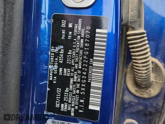 ✅ 2023 Kia K5 EX • VIN: 5XXG34J22PG187070 • Lot: 67778955. Wystawiony na Copart z przebiegiem Nie podano. Bezpłatny archiwum sprzedaży aukcyjnych z USA i szczegółowy raport historii pojazdu na DreamBid. Zdjęcie 12.