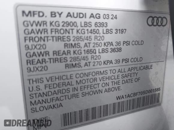 ✅ 2025 Audi Q7 Premium • VIN: WA1ACBF70SD001585 • Лот: 42058238. Опубликован ранее на IAAI с пробегом 17 313 миль. Бесплатный доступ к архиву аукционных продаж из США и подробный отчёт об истории автомобиля на DreamBid. Изображение 9.