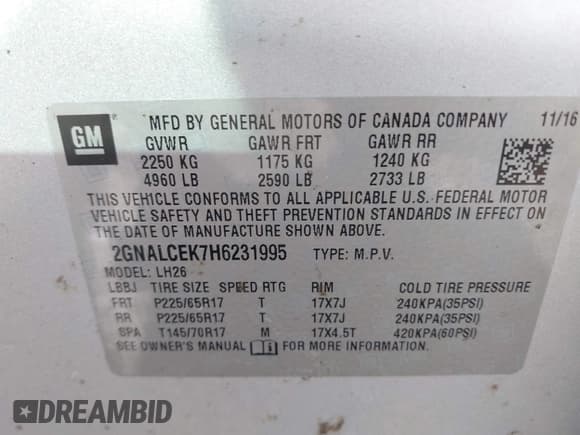 ✅ 2017 Chevrolet Equinox LT • VIN: 2GNALCEK7H6231995 • Лот: 43084054. Опубликован ранее на IAAI с пробегом Не указан. Бесплатный доступ к архиву аукционных продаж из США и подробный отчёт об истории автомобиля на DreamBid. Изображение 9.