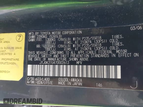 ✅ 2007 Lexus RX 350 • VIN: JTJGK31U470002613 • Лот: 41464370. Опубликован ранее на IAAI с пробегом 172 668 миль. Бесплатный доступ к архиву аукционных продаж из США и подробный отчёт об истории автомобиля на DreamBid. Изображение 9.