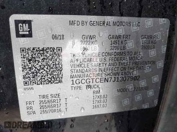 ✅ 2018 Chevrolet Colorado 4WD LT • VIN: 1GCGTCEN7J1307902 • Лот: 43288741. Опубликован ранее на IAAI с пробегом 123 143 миль. Бесплатный доступ к архиву аукционных продаж из США и подробный отчёт об истории автомобиля на DreamBid. Изображение 9.