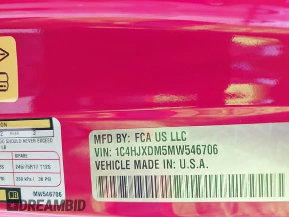 ✅ 2021 Jeep Wrangler Unlimited Sport S • VIN: 1C4HJXDM5MW546706 • Лот: 42812233. Опубликован ранее на IAAI с пробегом 62 788 миль. Бесплатный доступ к архиву аукционных продаж из США и подробный отчёт об истории автомобиля на DreamBid. Изображение 9.