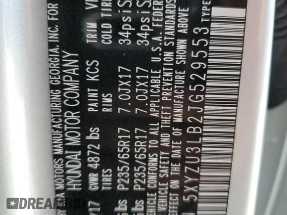 ✅ 2018 Hyundai Santa Fe 2.4L • VIN: 5XYZU3LB2JG529553 • Lot: 45578823. Wystawiony na Copart z przebiegiem 31 567 mil mil. Skorzystaj z bezpłatnego archiwum sprzedaży aukcyjnych z USA i zobacz szczegółowy raport historii pojazdu na DreamBid. Zdjęcie 14.