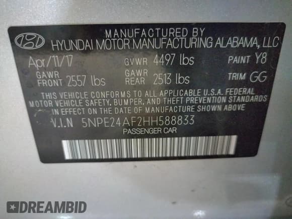 ✅ 2017 Hyundai Sonata SE • VIN: 5NPE24AF2HH588833 • Лот: 71709882. Опубликован ранее на Copart с пробегом 102 365 миль. Бесплатный доступ к архиву аукционных продаж из США и подробный отчёт об истории автомобиля на DreamBid. Изображение 12.