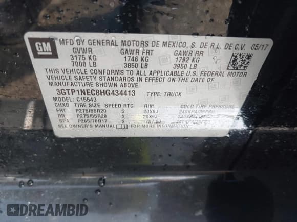 ✅ 2017 GMC Sierra 1500 SLT • VIN: 3GTP1NEC8HG434413 • Лот: 43060736. Опубликован ранее на IAAI с пробегом 200 832 миль. Бесплатный доступ к архиву аукционных продаж из США и подробный отчёт об истории автомобиля на DreamBid. Изображение 9.
