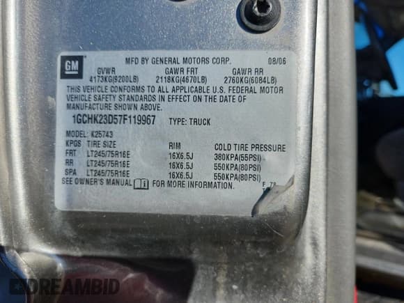 ✅ 2007 Chevrolet Silverado 2500HD LT3 • VIN: 1GCHK23D57F119967 • Lot: 83993785. Listed on Copart with 229,347 mi. Free auction sales archive from the USA and detailed vehicle history report at DreamBid. Image 13.